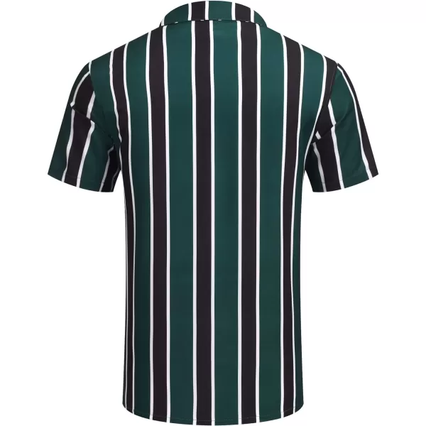 COOFANDY Mens Hawaiian Shirts Short Sleeve Striped Shirt Button Down Summer Beach Shirts