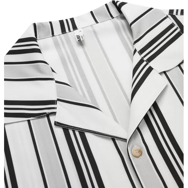COOFANDY Mens Hawaiian Shirts Short Sleeve Striped Shirt Button Down Summer Beach Shirts