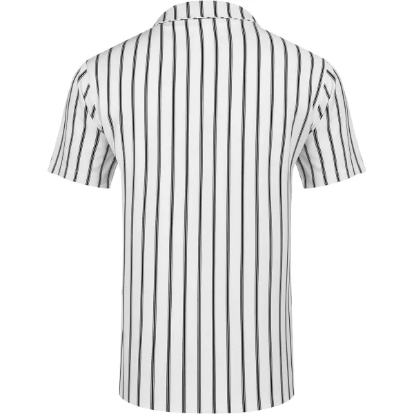 COOFANDY Mens Hawaiian Shirts Short Sleeve Striped Shirt Button Down Summer Beach Shirts