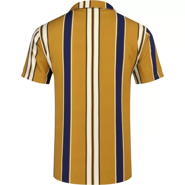 COOFANDY Mens Hawaiian Shirts Short Sleeve Striped Shirt Button Down Summer Beach Shirts