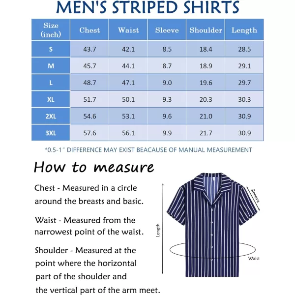 COOFANDY Mens Hawaiian Shirts Short Sleeve Striped Shirt Button Down Summer Beach Shirts