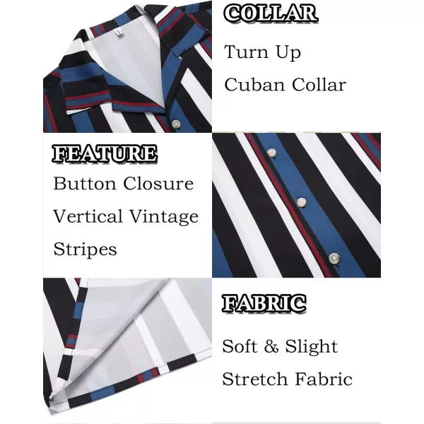 COOFANDY Mens Hawaiian Shirts Short Sleeve Striped Shirt Button Down Summer Beach Shirts