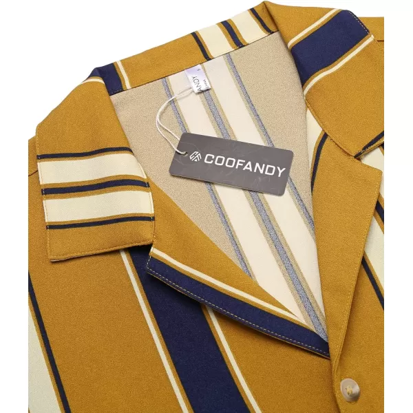 COOFANDY Mens Hawaiian Shirts Short Sleeve Striped Shirt Button Down Summer Beach Shirts