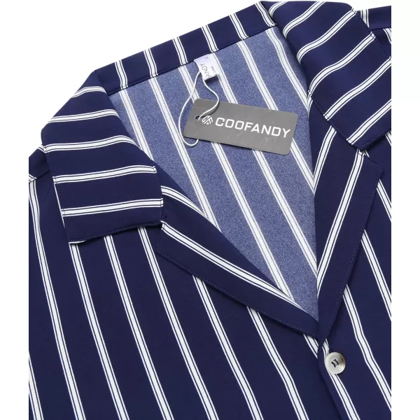 COOFANDY Mens Hawaiian Shirts Short Sleeve Striped Shirt Button Down Summer Beach Shirts