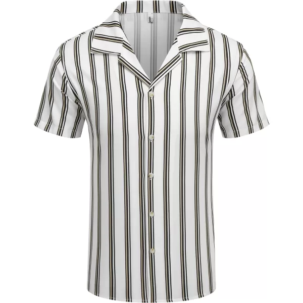 COOFANDY Mens Hawaiian Shirts Short Sleeve Striped Shirt Button Down Summer Beach Shirts