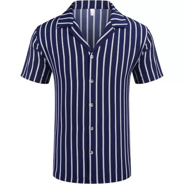 COOFANDY Mens Hawaiian Shirts Short Sleeve Striped Shirt Button Down Summer Beach Shirts