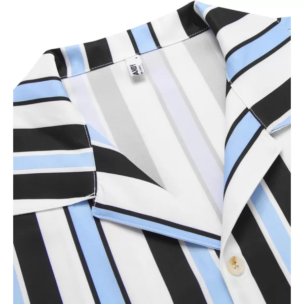 COOFANDY Mens Hawaiian Shirts Short Sleeve Striped Shirt Button Down Summer Beach Shirts