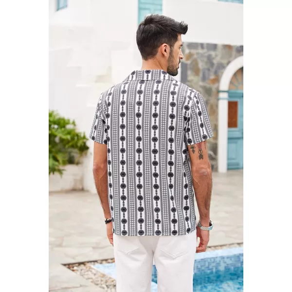 COOFANDY Mens Hawaiian Shirts Short Sleeve Striped Shirt Button Down Summer Beach Shirts