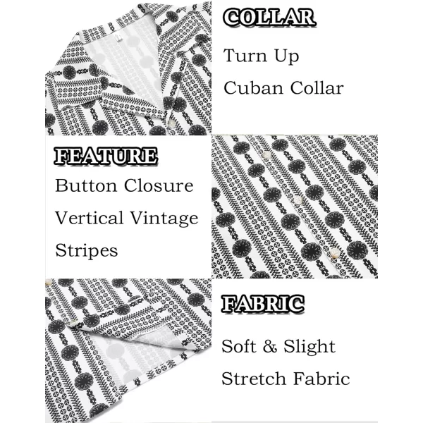 COOFANDY Mens Hawaiian Shirts Short Sleeve Striped Shirt Button Down Summer Beach Shirts