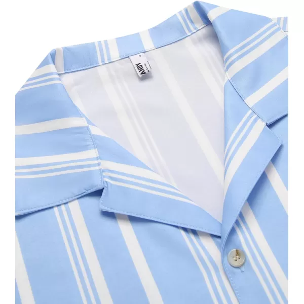 COOFANDY Mens Hawaiian Shirts Short Sleeve Striped Shirt Button Down Summer Beach Shirts