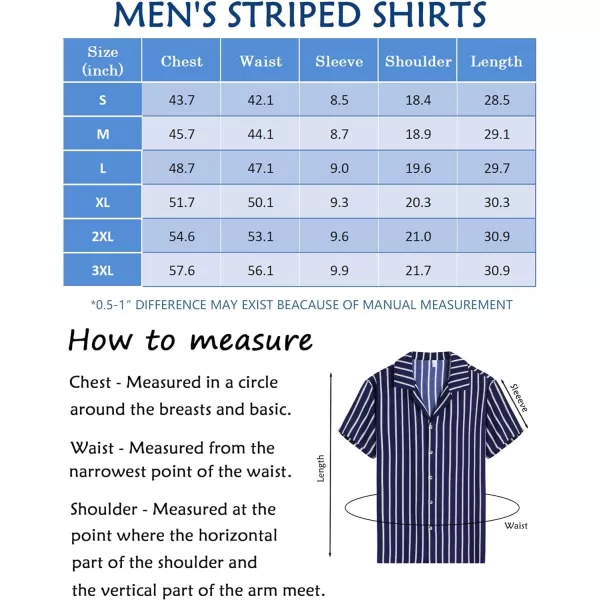 COOFANDY Mens Hawaiian Shirts Short Sleeve Striped Shirt Button Down Summer Beach Shirts