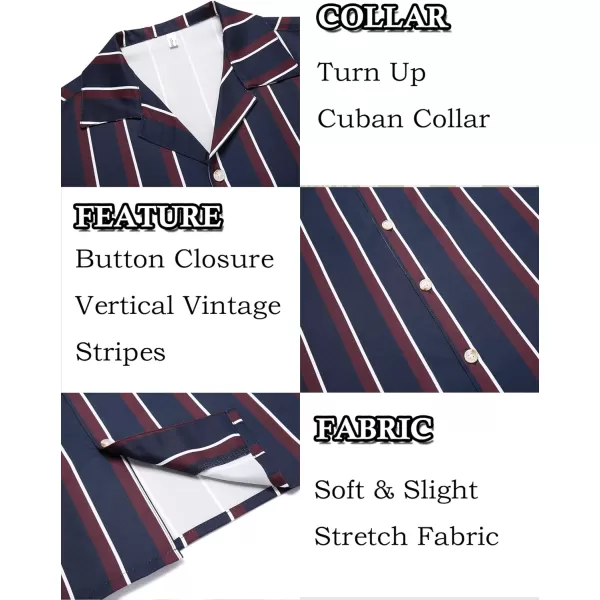 COOFANDY Mens Hawaiian Shirts Short Sleeve Striped Shirt Button Down Summer Beach Shirts