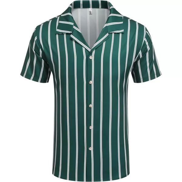 COOFANDY Mens Hawaiian Shirts Short Sleeve Striped Shirt Button Down Summer Beach Shirts