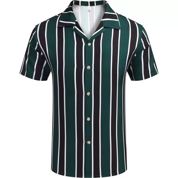 COOFANDY Mens Hawaiian Shirts Short Sleeve Striped Shirt Button Down Summer Beach Shirts