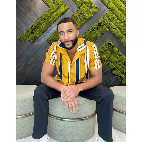 COOFANDY Mens Hawaiian Shirts Short Sleeve Striped Shirt Button Down Summer Beach Shirts