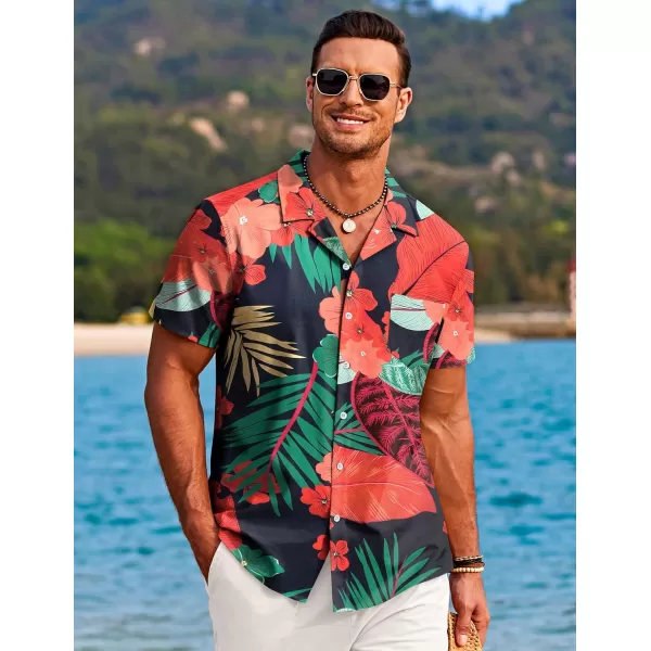 COOFANDY Mens Hawaiian Shirts Short Sleeve Tropical Button Down Shirts Casual Summer Beach Shirts