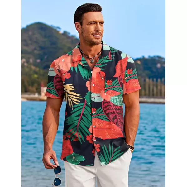 COOFANDY Mens Hawaiian Shirts Short Sleeve Tropical Button Down Shirts Casual Summer Beach Shirts