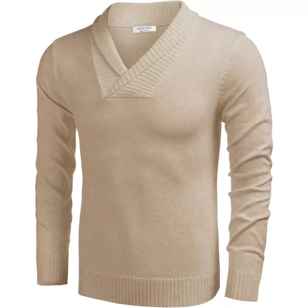 COOFANDY Men's Knitted Dress Sweater Casual V-Neck Slim Fit Pullover Knitwear Shawl Collar Sweaters