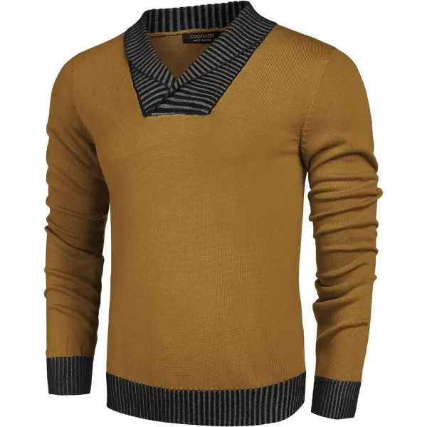 COOFANDY Men's Knitted Dress Sweater Casual V-Neck Slim Fit Pullover Knitwear Shawl Collar Sweaters