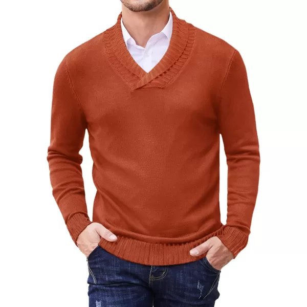 COOFANDY Men's Knitted Dress Sweater Casual V-Neck Slim Fit Pullover Knitwear Shawl Collar Sweaters