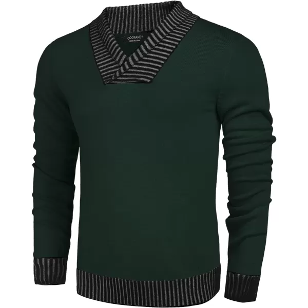 COOFANDY Men's Knitted Dress Sweater Casual V-Neck Slim Fit Pullover Knitwear Shawl Collar Sweaters