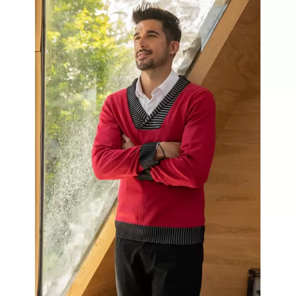 COOFANDY Men's Knitted Dress Sweater Casual V-Neck Slim Fit Pullover Knitwear Shawl Collar Sweaters