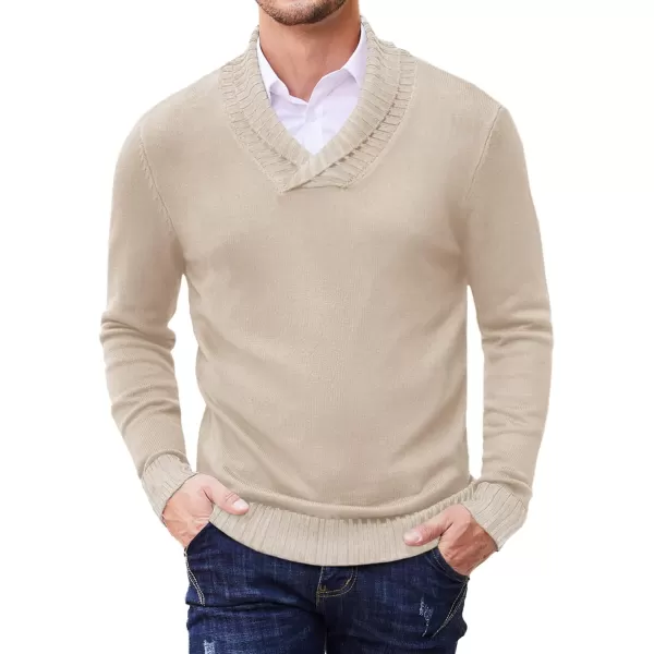 COOFANDY Men's Knitted Dress Sweater Casual V-Neck Slim Fit Pullover Knitwear Shawl Collar Sweaters