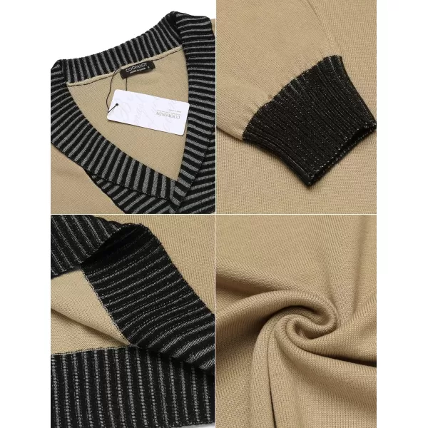 COOFANDY Men's Knitted Dress Sweater Casual V-Neck Slim Fit Pullover Knitwear Shawl Collar Sweaters