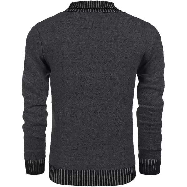 COOFANDY Men's Knitted Dress Sweater Casual V-Neck Slim Fit Pullover Knitwear Shawl Collar Sweaters