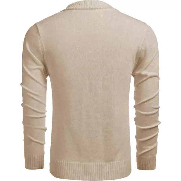 COOFANDY Men's Knitted Dress Sweater Casual V-Neck Slim Fit Pullover Knitwear Shawl Collar Sweaters