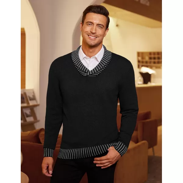COOFANDY Men's Knitted Dress Sweater Casual V-Neck Slim Fit Pullover Knitwear Shawl Collar Sweaters