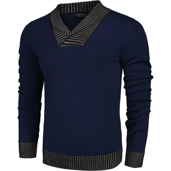 COOFANDY Men's Knitted Dress Sweater Casual V-Neck Slim Fit Pullover Knitwear Shawl Collar Sweaters
