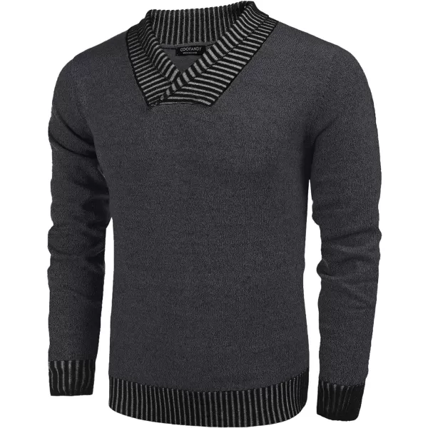 COOFANDY Men's Knitted Dress Sweater Casual V-Neck Slim Fit Pullover Knitwear Shawl Collar Sweaters