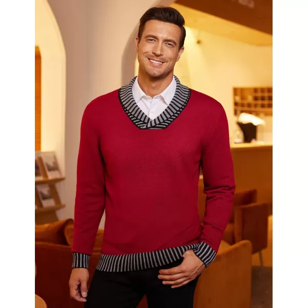 COOFANDY Men's Knitted Dress Sweater Casual V-Neck Slim Fit Pullover Knitwear Shawl Collar Sweaters