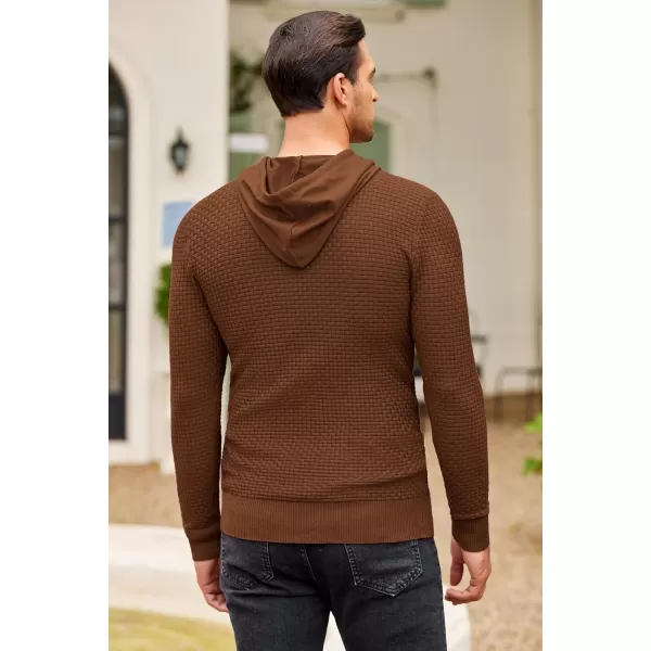 COOFANDY Men's Knitted Hoodies Hipster Casual Hooded Sweatshirt Long Sleeve Pullover Sweaters Slim Fit Polo Hoodie