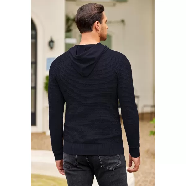 COOFANDY Men's Knitted Hoodies Hipster Casual Hooded Sweatshirt Long Sleeve Pullover Sweaters Slim Fit Polo Hoodie