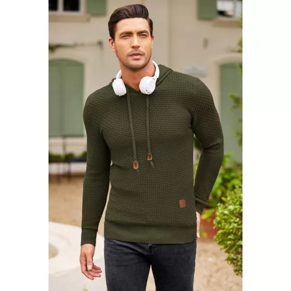 COOFANDY Men's Knitted Hoodies Hipster Casual Hooded Sweatshirt Long Sleeve Pullover Sweaters Slim Fit Polo Hoodie