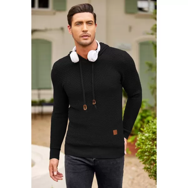 COOFANDY Men's Knitted Hoodies Hipster Casual Hooded Sweatshirt Long Sleeve Pullover Sweaters Slim Fit Polo Hoodie