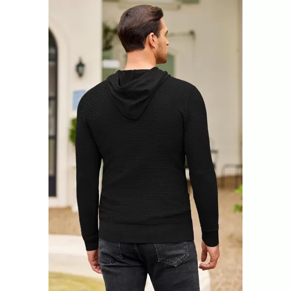 COOFANDY Men's Knitted Hoodies Hipster Casual Hooded Sweatshirt Long Sleeve Pullover Sweaters Slim Fit Polo Hoodie