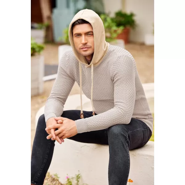 COOFANDY Men's Knitted Hoodies Hipster Casual Hooded Sweatshirt Long Sleeve Pullover Sweaters Slim Fit Polo Hoodie