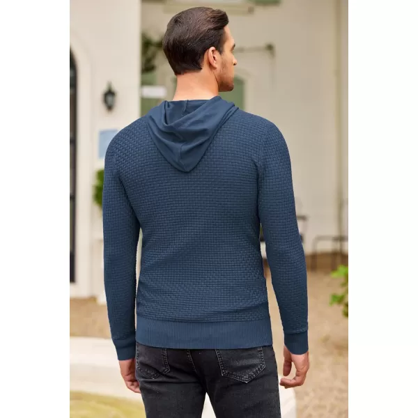 COOFANDY Men's Knitted Hoodies Hipster Casual Hooded Sweatshirt Long Sleeve Pullover Sweaters Slim Fit Polo Hoodie