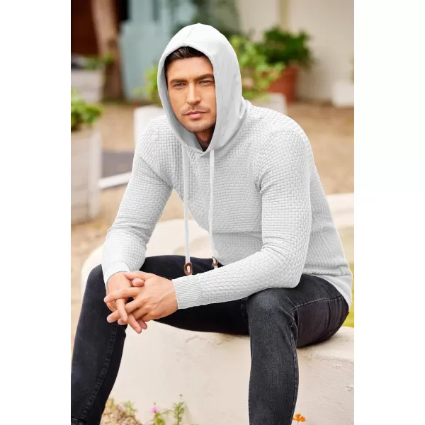 COOFANDY Men's Knitted Hoodies Hipster Casual Hooded Sweatshirt Long Sleeve Pullover Sweaters Slim Fit Polo Hoodie