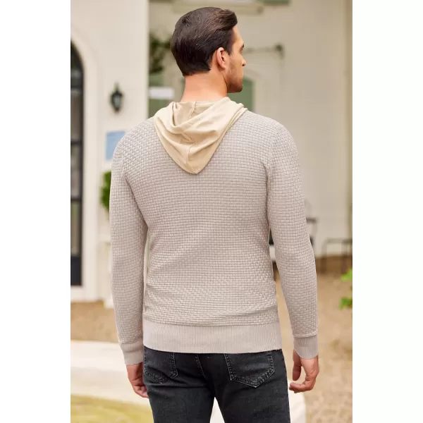 COOFANDY Men's Knitted Hoodies Hipster Casual Hooded Sweatshirt Long Sleeve Pullover Sweaters Slim Fit Polo Hoodie