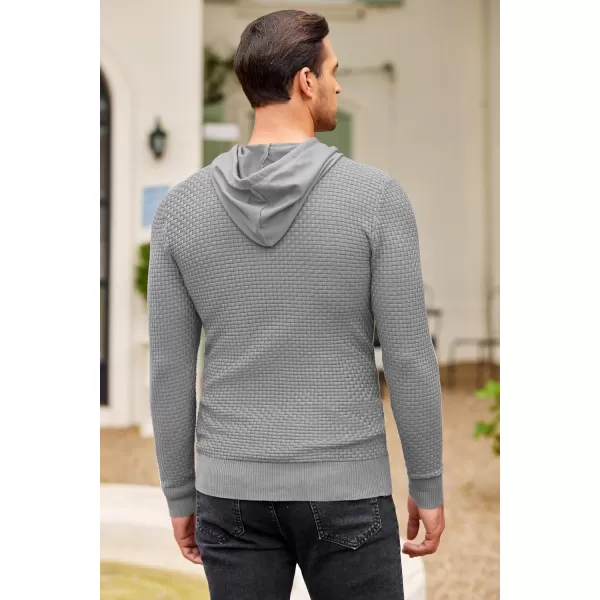COOFANDY Men's Knitted Hoodies Hipster Casual Hooded Sweatshirt Long Sleeve Pullover Sweaters Slim Fit Polo Hoodie