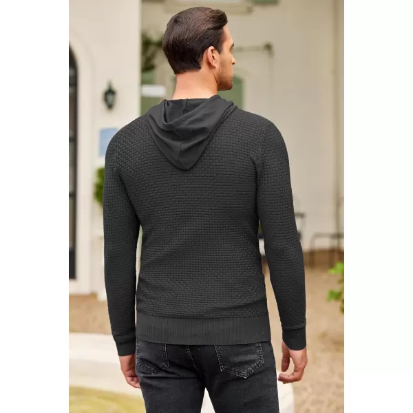 COOFANDY Men's Knitted Hoodies Hipster Casual Hooded Sweatshirt Long Sleeve Pullover Sweaters Slim Fit Polo Hoodie
