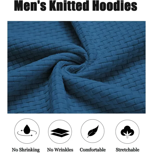 COOFANDY Men's Knitted Hoodies Hipster Casual Hooded Sweatshirt Long Sleeve Pullover Sweaters Slim Fit Polo Hoodie