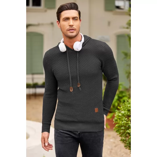 COOFANDY Men's Knitted Hoodies Hipster Casual Hooded Sweatshirt Long Sleeve Pullover Sweaters Slim Fit Polo Hoodie