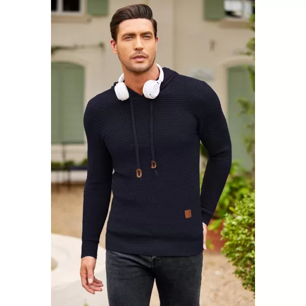 COOFANDY Men's Knitted Hoodies Hipster Casual Hooded Sweatshirt Long Sleeve Pullover Sweaters Slim Fit Polo Hoodie