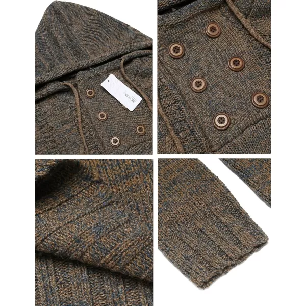 COOFANDY Men's Knitted Hoodies Pullover Casual Long Sleeve Turtleneck Sweaters