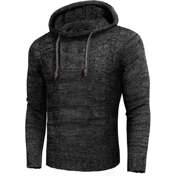 COOFANDY Men's Knitted Hoodies Pullover Casual Long Sleeve Turtleneck Sweaters
